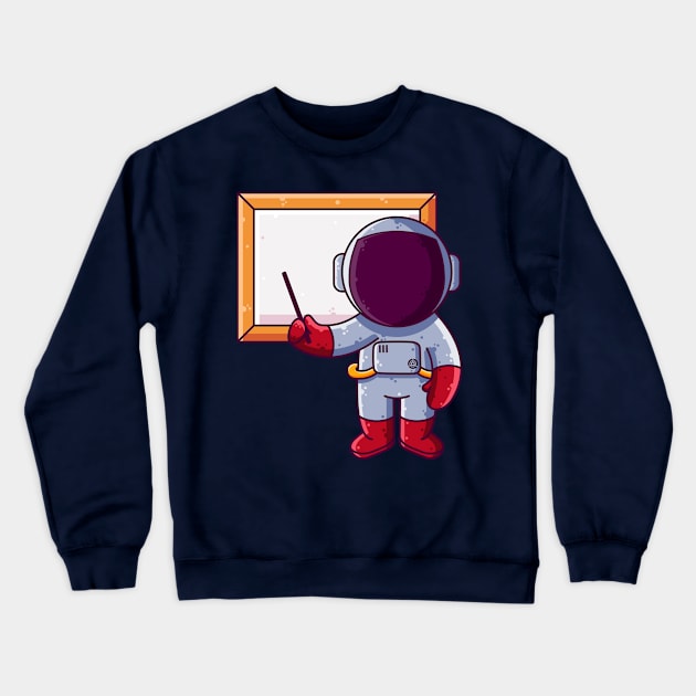 Cute Astronaut Presentation Cartoon Crewneck Sweatshirt by Ardhsells